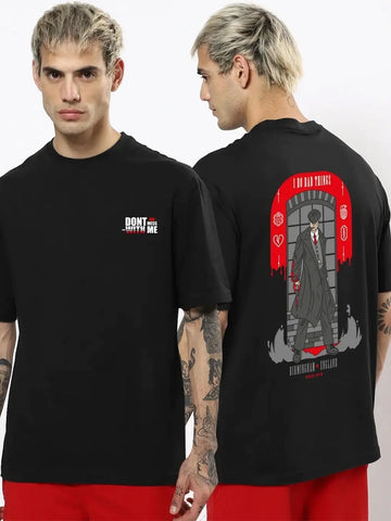 Men's Dont Mess With Me Oversized Black Graphic Tee - ArabianXports