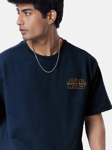 Men's Star War Oversized Navy Graphic Tee