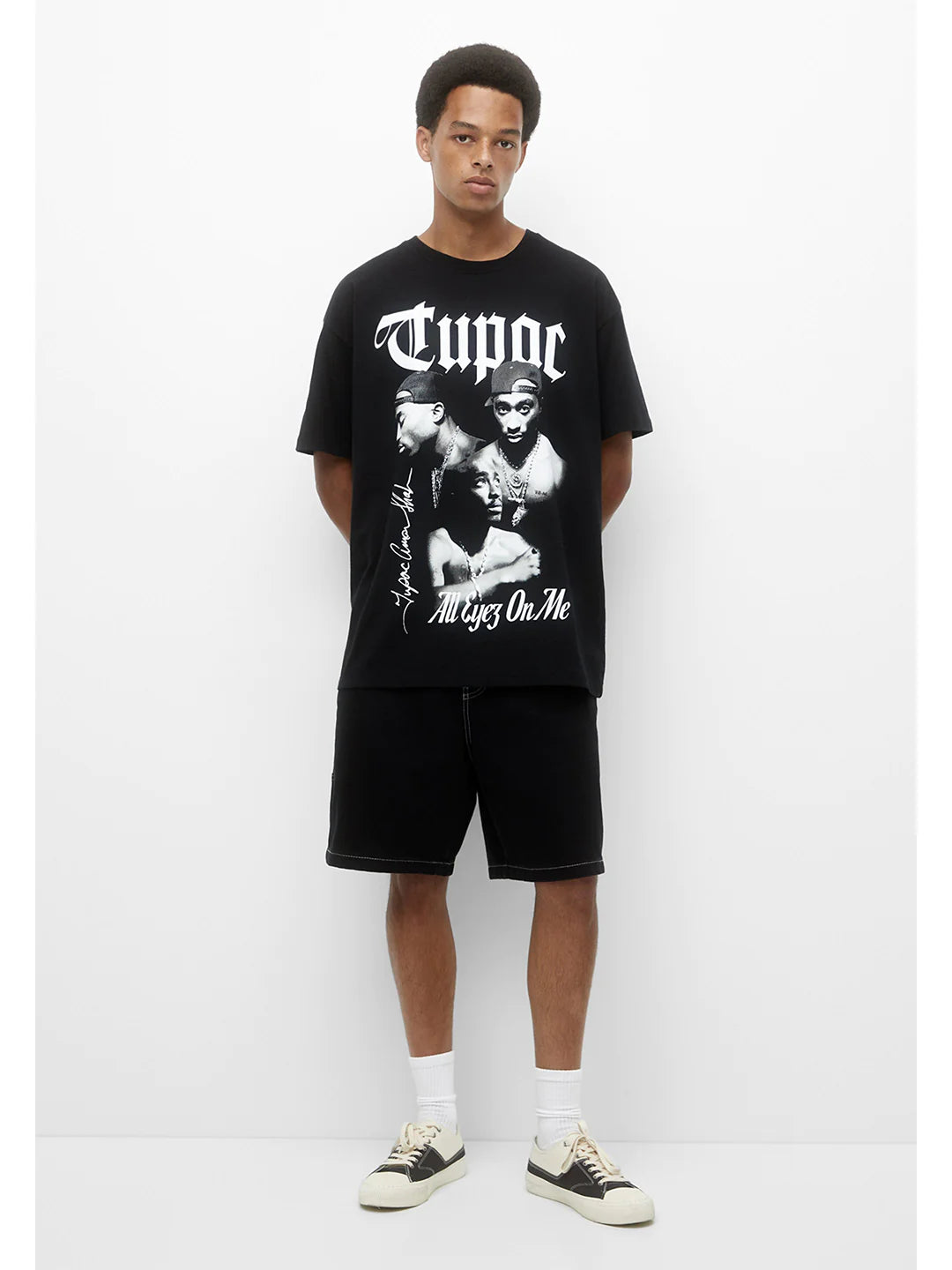Men's Tupac Oversized Black Graphic Tee
